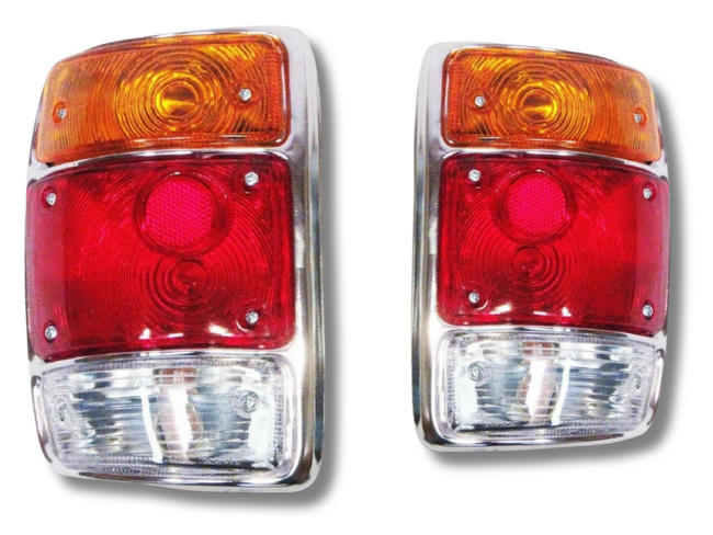Tail Lights with Chrome Rim for Nissan Datsun 1200 Ute - Pair (1978 - 1985)-Spoilers and Bodykits Australia