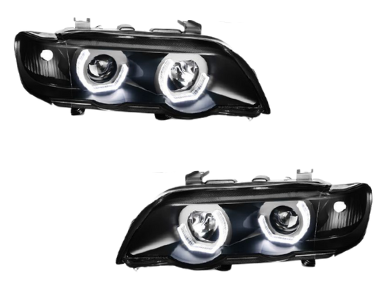 3D LED HALO Projector Head Lights for BMW X5 E53 - Black (1999 - 2003 Models) - Spoilers And Bodykits Australia