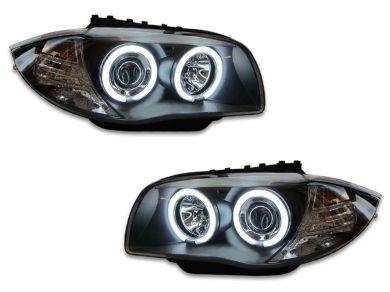 Angel Eye HALO Projector CCFL Head Lights for BMW E81 / E82 / E87 / E88 - Black (2004 - 2011 Models) - Spoilers And Bodykits Australia