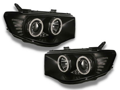 Angel Eye HALO Projector Head Lights for Mitsubishi Triton ML  MN - Black (2006 - 2015 Models) - Spoilers And Bodykits Australia