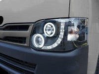 DRL Angel Eye HALO Projector CCFL Head Lights for Toyota Hiace - Black (2011 - 2014 Models) - Spoilers And Bodykits Australia