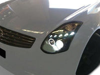DRL Angel Eye HALO Projector Head Lights for Nissan Skyline Infiniti G35  V35 350GT 2-Door Coupe - Black - Spoilers And Bodykits Australia
