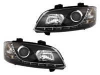 DRL Head Lights for VE Holden Commodore Series 2 - Black - Spoilers And Bodykits Australia