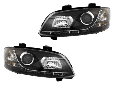 DRL Head Lights for VE Holden Commodore Series 2 - Black - Spoilers And Bodykits Australia