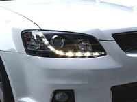 DRL Head Lights for VE Holden Commodore Series 2 - Black - Spoilers And Bodykits Australia