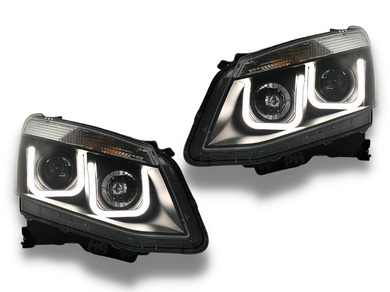 DRL LED HALO Projector Head Lights for Isuzu D-MAX - Black (2012 - 2016 Models) - Spoilers And Bodykits Australia