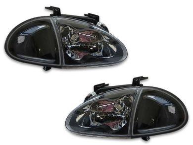 Head Lights & Corner  Indicator Lights for Honda CRX - Black (1992 - 1997 Models) - Spoilers And Bodykits Australia