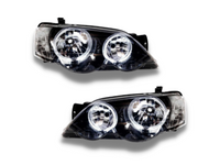 LED Angel Eye Head Lights for BA / BF XR Ford Falcon - Black - Spoilers and Bodykits Australia