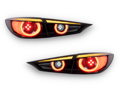 LED 3D Tail Lights for Mazda 3 with Sequential Indicators - Smoked Lens (2014 - 2018 Models) - Spoilers And Bodykits Australia