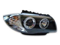 LED Angel Eye HALO Projector Head Lights for BMW E81  E82  E87  E88 - Black (2004 - 2011 Models) - Spoilers And Bodykits Australia