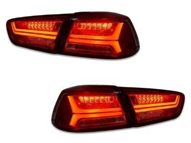 LED Tail Lights with Sequential Indicators for CJ  CF Mitsubishi Lancer Sedan EVO X  VRX - ClearRed (2007 - 2017 Models) - Spoilers And Bodykits Australia