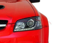 DRL Head Lights for VE Holden Commodore Series 1 - Black - Spoilers and Bodykits Australia
