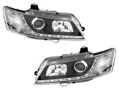 DRL LED Projector Head Lights for VY Holden Commodore - Black (2002 - 2004 Models) - Spoilers and Bodykits Australia
