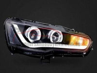 DRL LED Head Lights for CJ Mitsubishi Lancer / EVO - Angel Eye Projector Style (2008 - 2017 Models) - Spoilers and Bodykits Australia