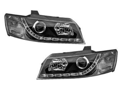 DRL LED Projector Head Lights for VZ Holden Commodore - Black (2004 - 2006 Models) - Spoilers and Bodykits Australia